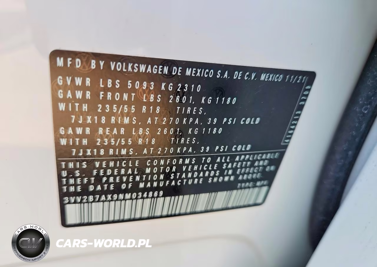 2022 Volkswagen Tiguan Se VIN:3VV2B7AX9NM034869 - 13