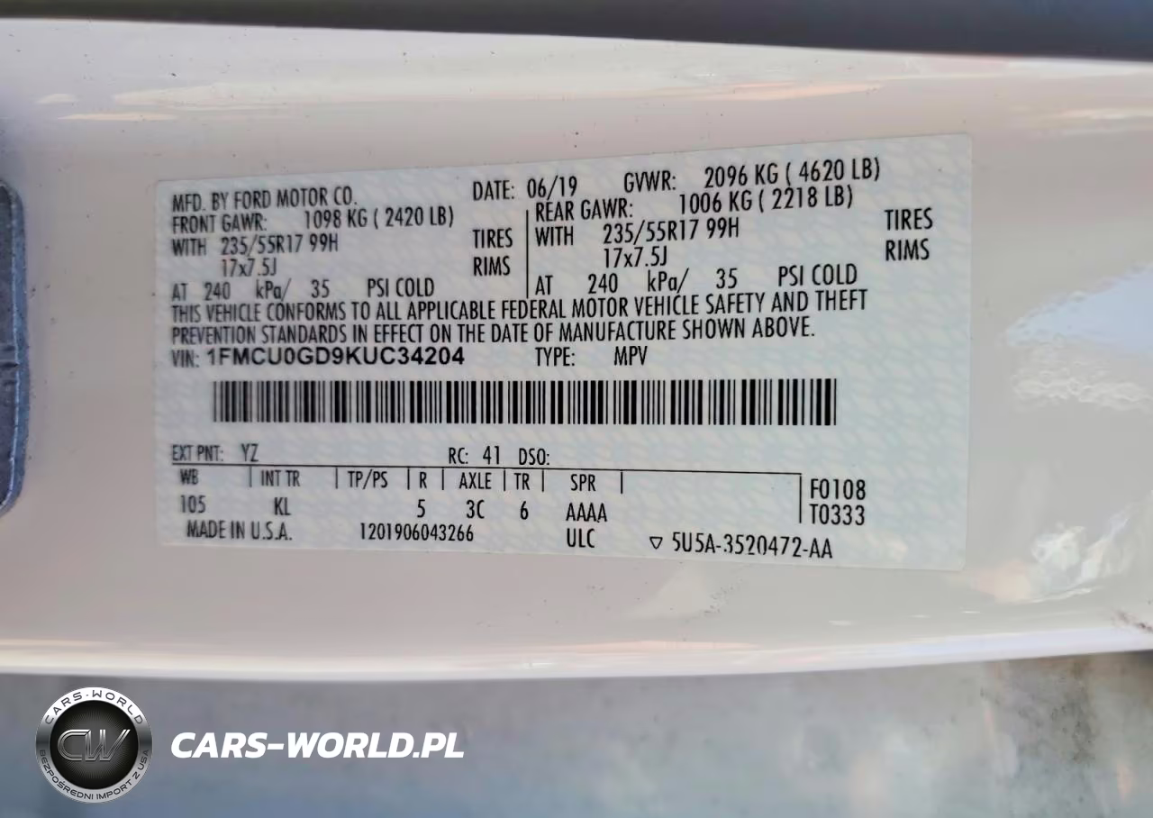 2019 Ford Escape Se VIN:1FMCU0GD9KUC34204 - 13