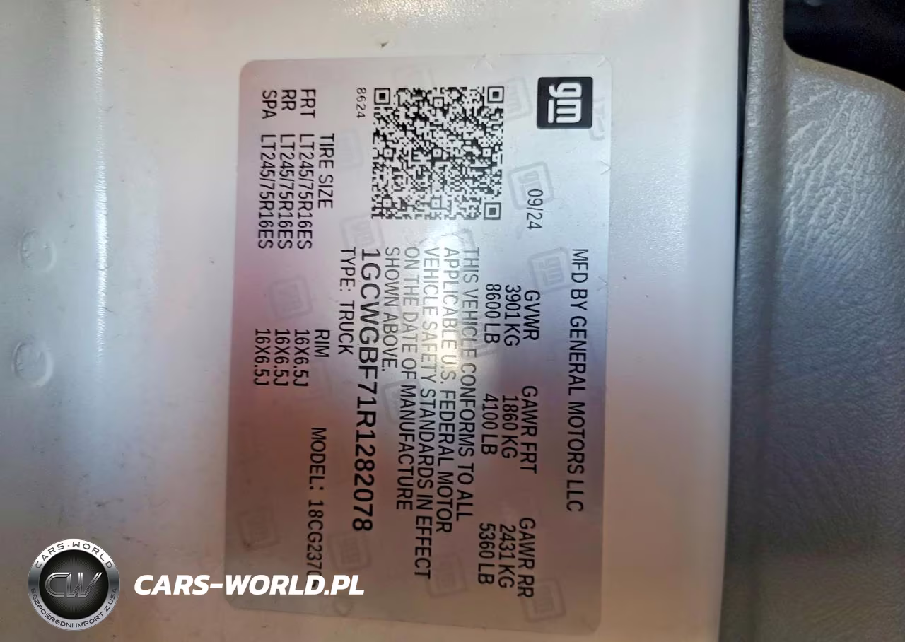 2024 Chevrolet Express 2500 Cargo Delivery Van VIN:1GCWGBF71R1282078 - 13