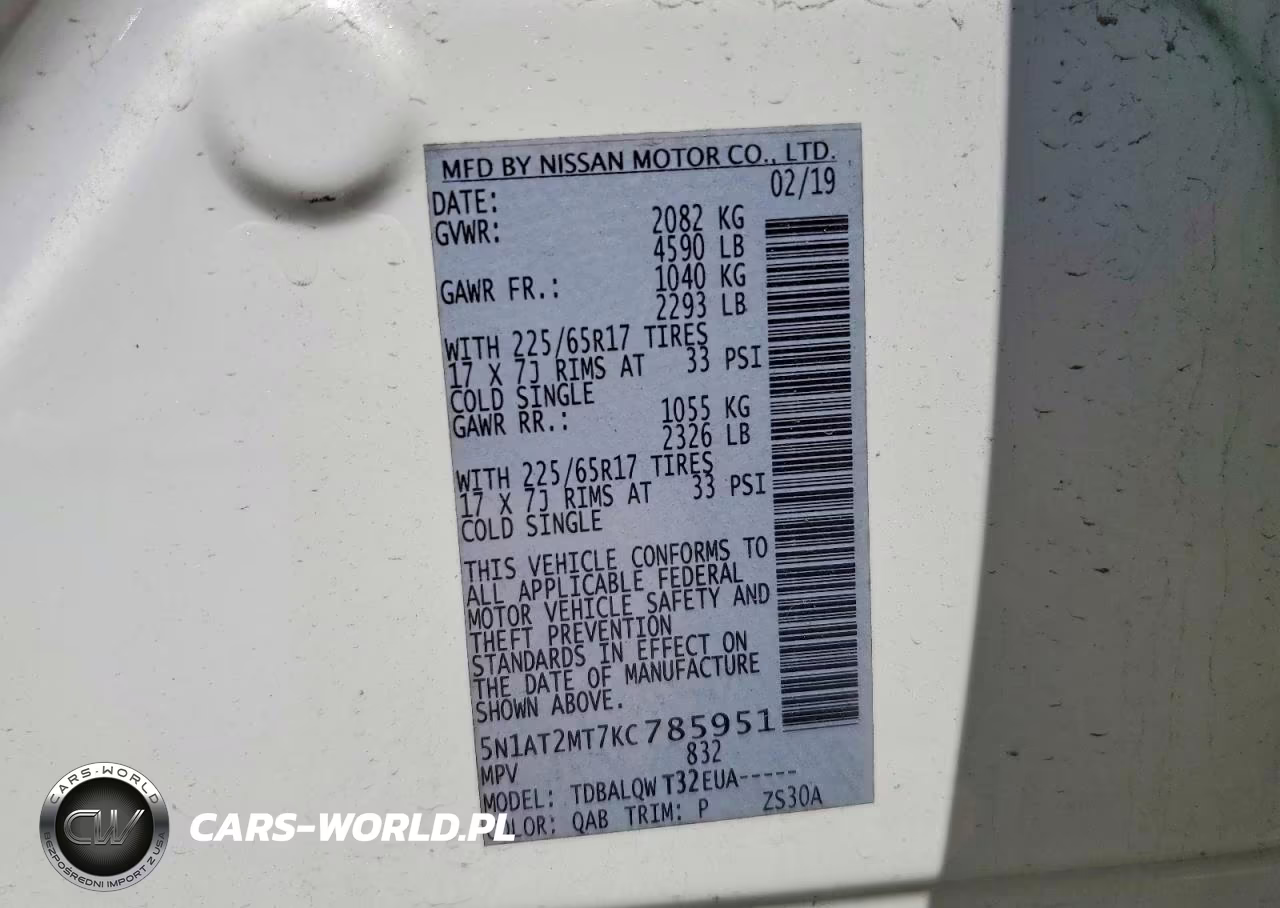 2019 Nissan Rogue Sv VIN:5N1AT2MT7KC785951 - 14