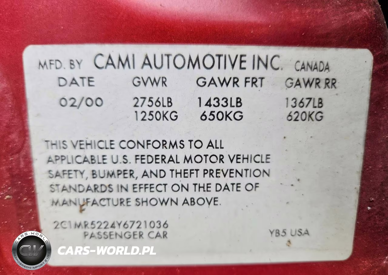 2000 Chevrolet Metro Lsi VIN:2C1MR5224Y6721036 - 12