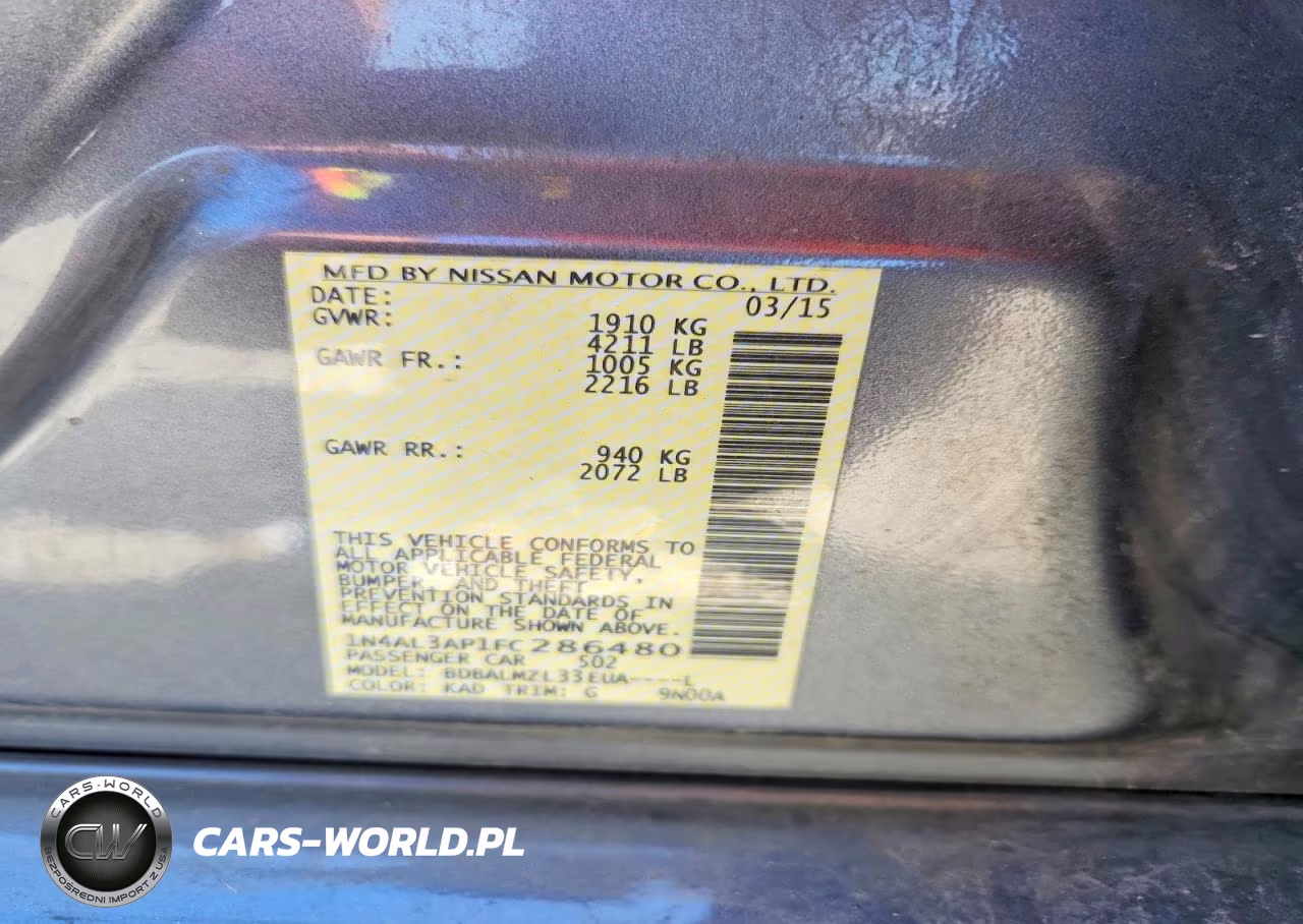 2015 Nissan Altima 2.5 Sv VIN:1N4AL3AP1FC286480 - 12
