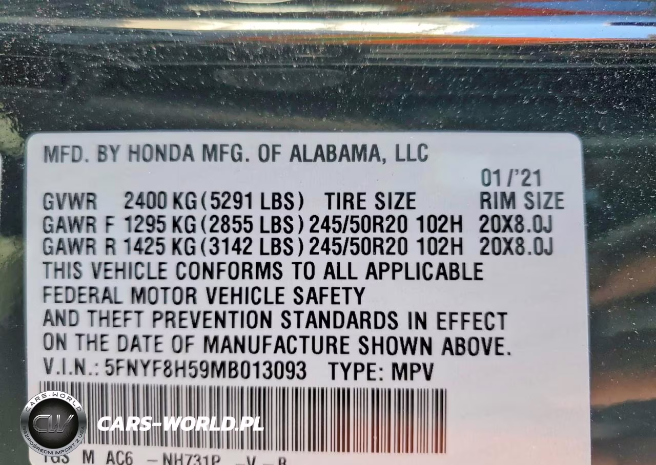 2021 Honda Passport Exl VIN:5FNYF8H59MB013093 - 13