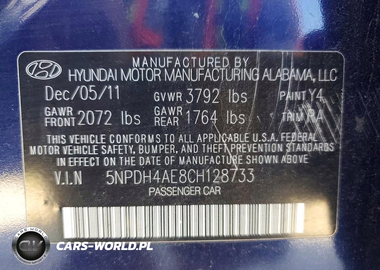 2012 Hyundai Elantra Gls VIN:5NPDH4AE8CH128733 - 12
