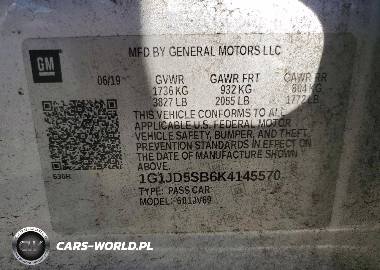 2019 Chevrolet Sonic Lt VIN:1G1JD5SB6K4145570 - 12