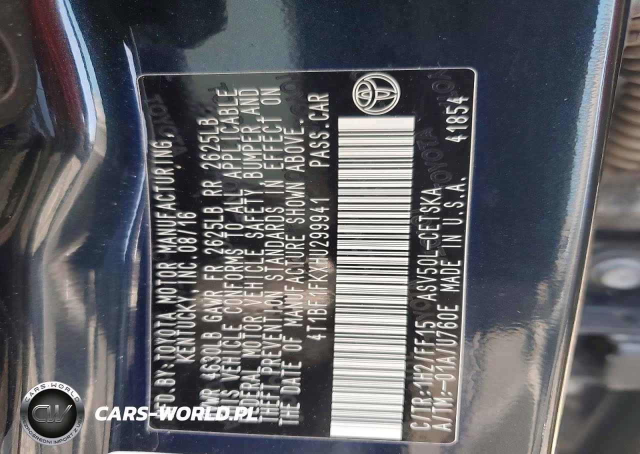 2017 Toyota Camry Se VIN:4T1BF1FKXHU299941 - 12