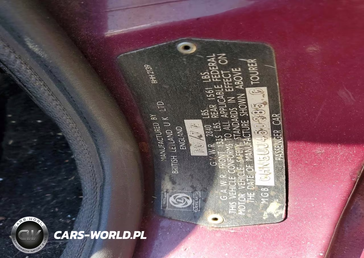 1978 Mg Mgb VIN:GHN5UJ450385G - 12