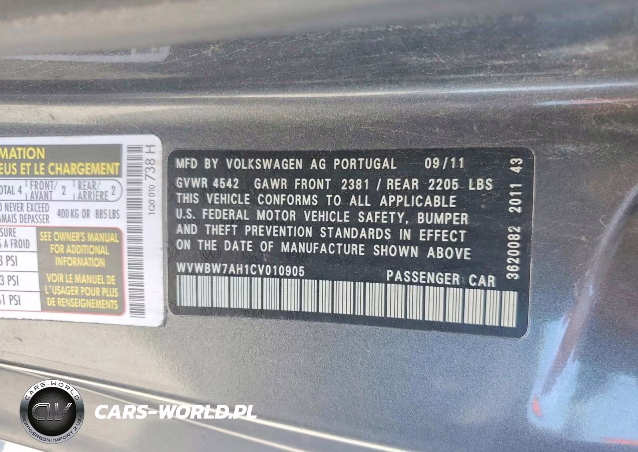 2012 Volkswagen Eos Komfort VIN:WVWBW7AH1CV010905 - 12