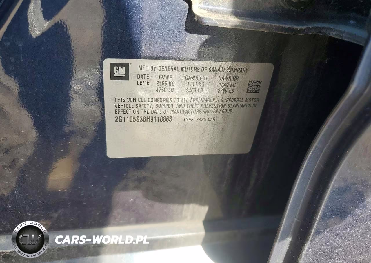 2017 Chevrolet Impala Lt VIN:2G1105S38H9110863 - 12