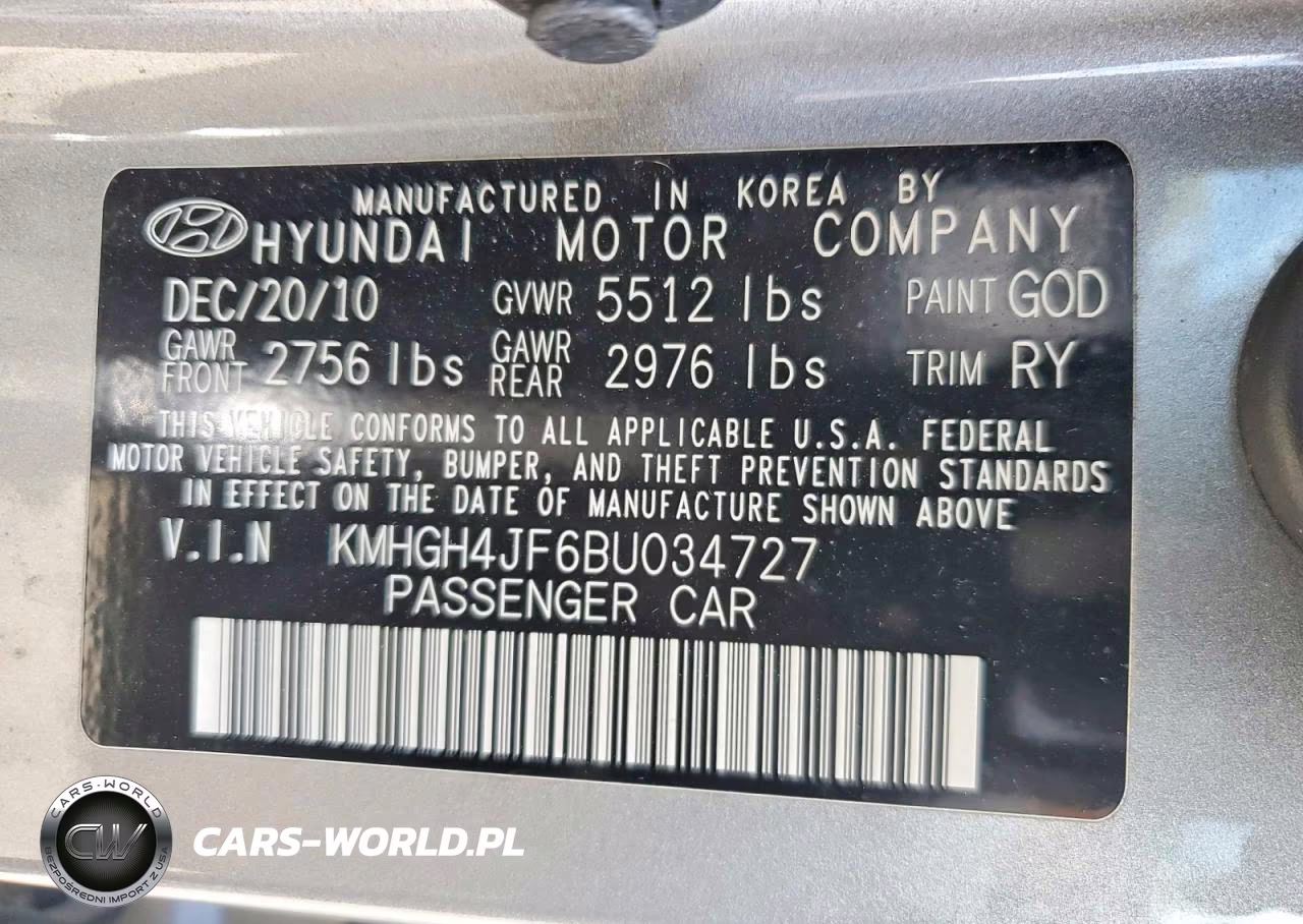 2011 Hyundai Equus Signature VIN:KMHGH4JF6BU034727 - 12