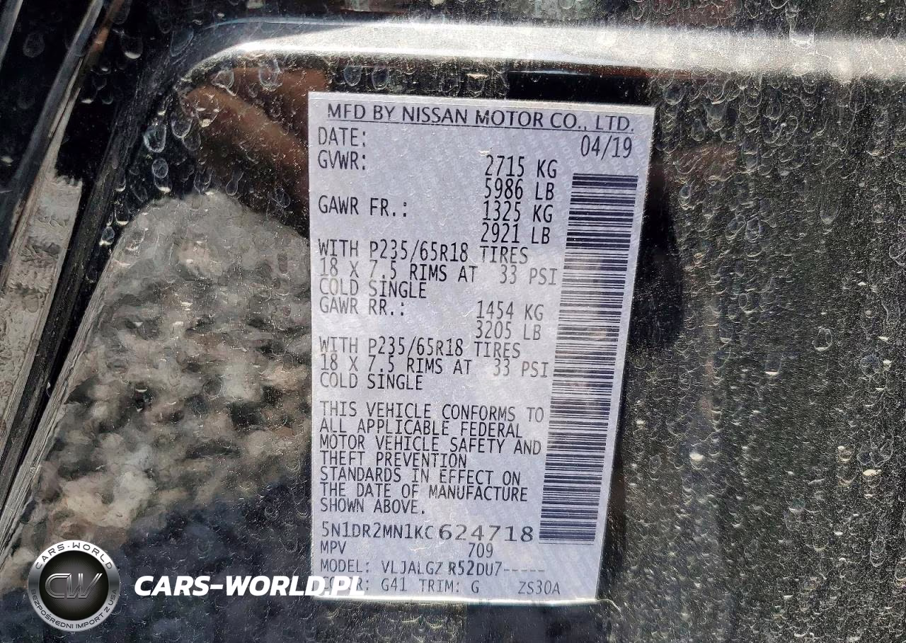 2019 Nissan Pathfinder Sl VIN:5N1DR2MN1KC624718 - 13
