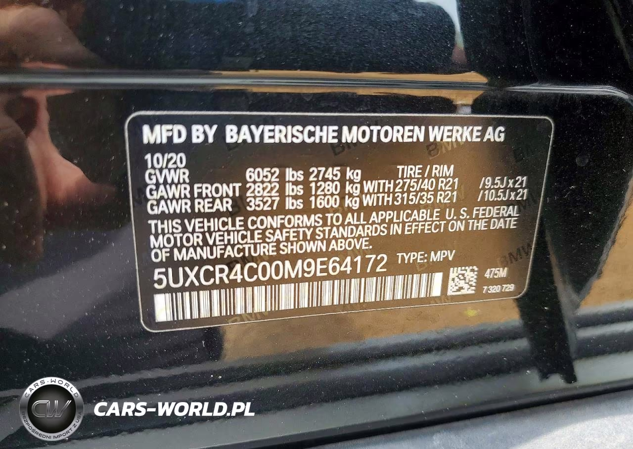 2021 BMW X5 Sdrive 40I VIN:5UXCR4C00M9E64172 - 13