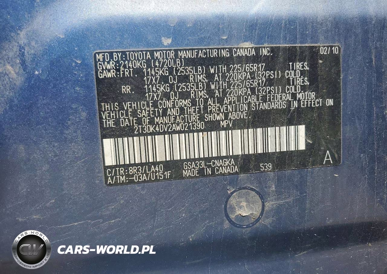 2010 Toyota Rav4 Limited VIN:2T3DK4DV2AW021390 - 13