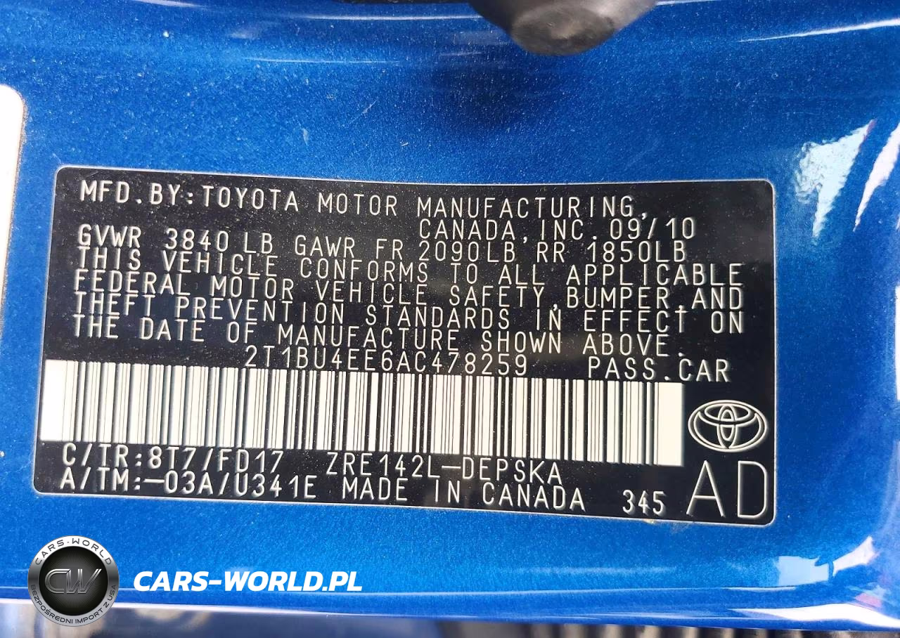 2010 Toyota Corolla S VIN:2T1BU4EE6AC478259 - 12