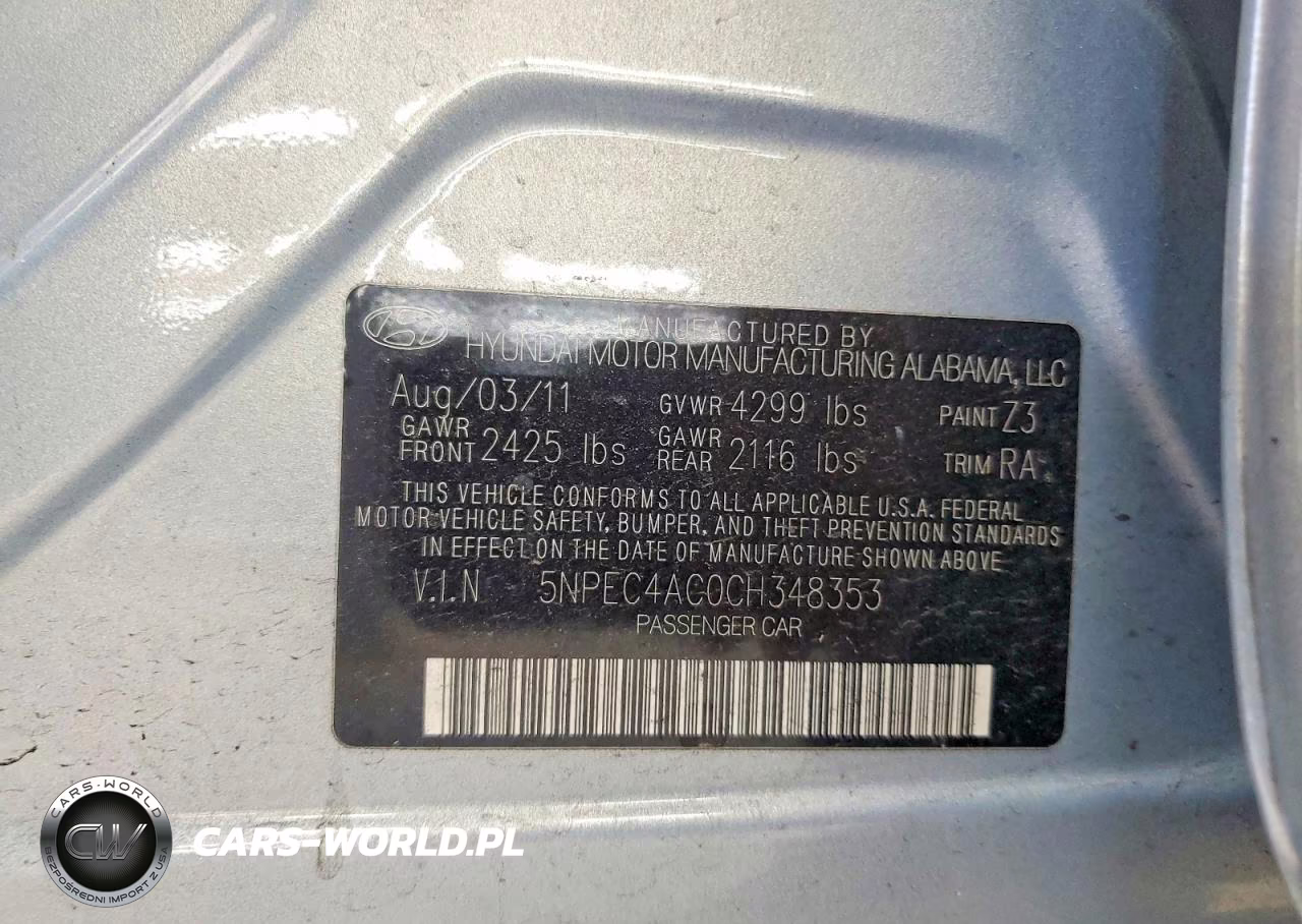 2012 Hyundai Sonata Limited VIN:5NPEC4AC0CH348353 - 12