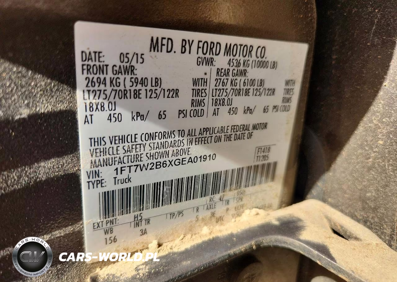 2016 Ford F250 Super Duty VIN:1FT7W2B6XGEA01910 - 12