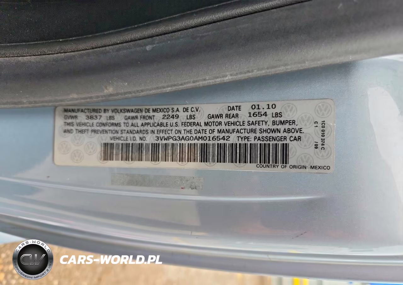 2010 Volkswagen New Beetle VIN:3VWPG3AG0AM016542 - 12