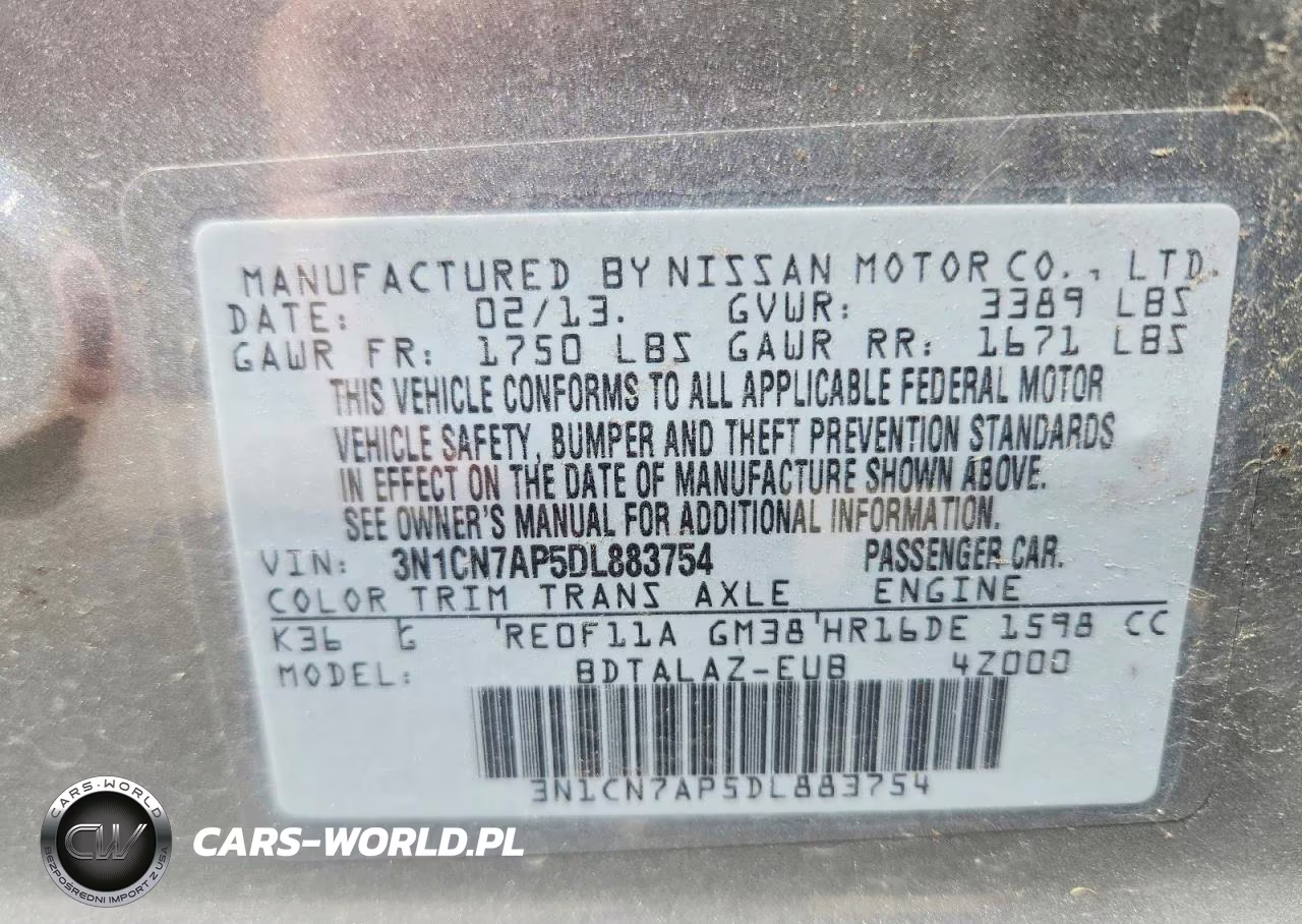 2013 Nissan Versa 1.6 S VIN:3N1CN7AP5DL883754 - 12