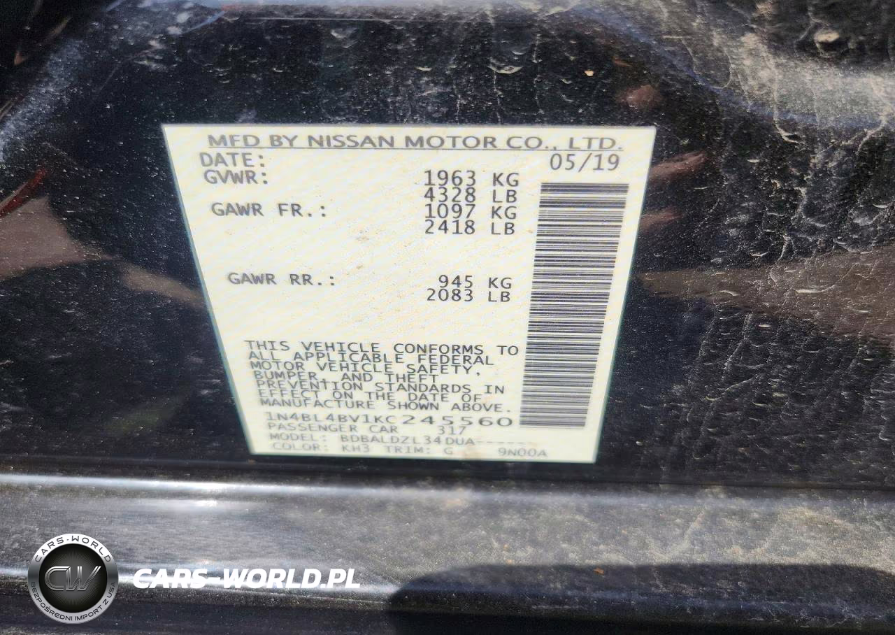 2019 Nissan Altima S VIN:1N4BL4BV1KC245560 - 12