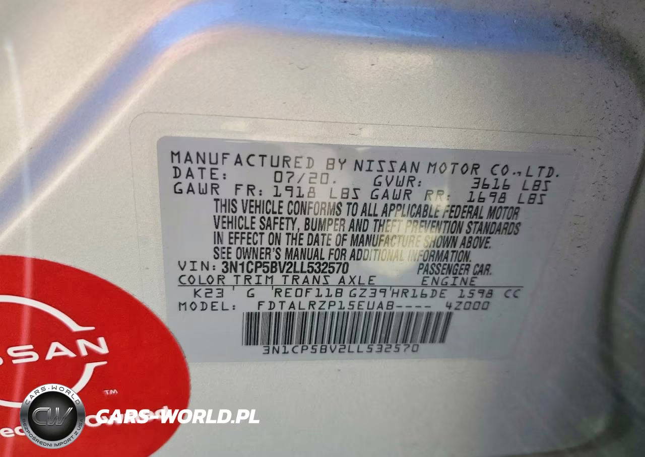 2020 Nissan Kicks S VIN:3N1CP5BV2LL532570 - 12