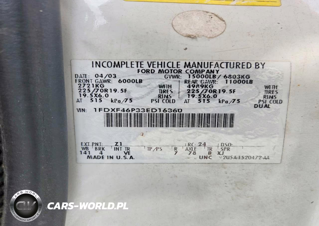 2003 Ford F450 Super Duty VIN:1FDXF46P33ED16360 - 10