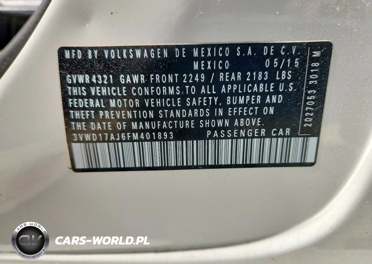 2015 Volkswagen Jetta Se VIN:3VWD17AJ6FM401893 - 12