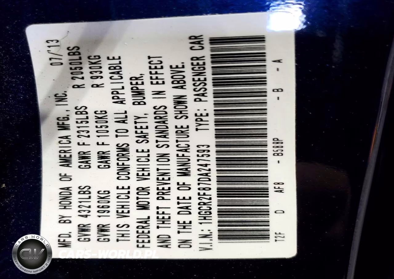 2013 Honda Accord Exl VIN:1HGCR2F87DA247593 - 13