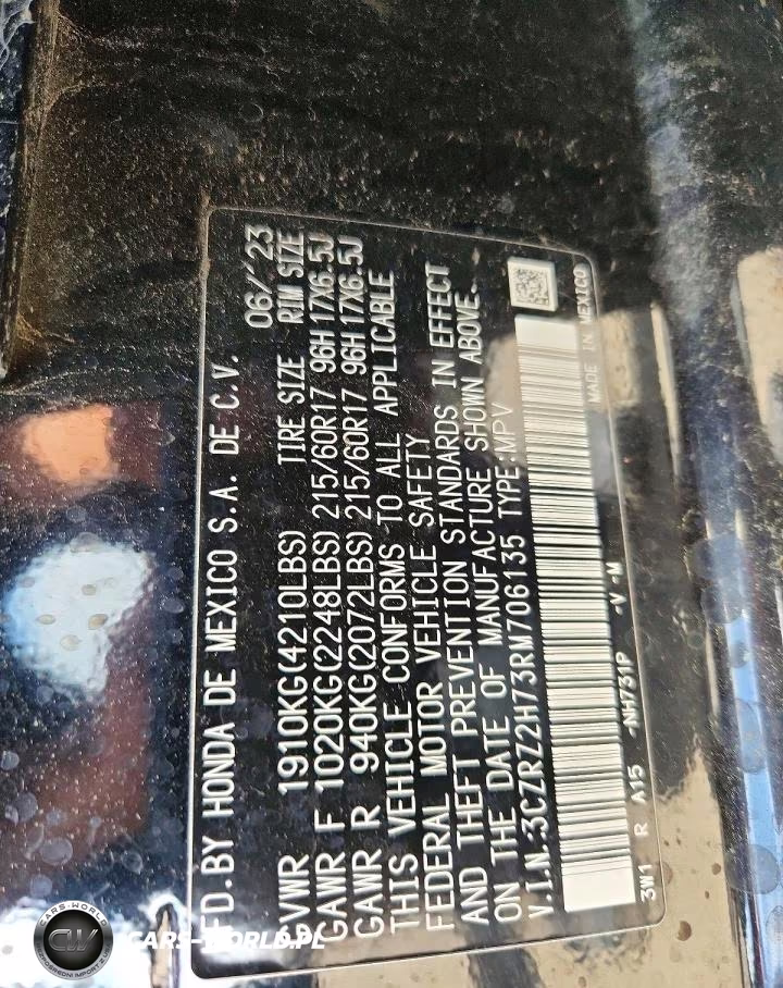 2024 Honda Hr-V Exl VIN:3CZRZ2H73RM706135 - 13