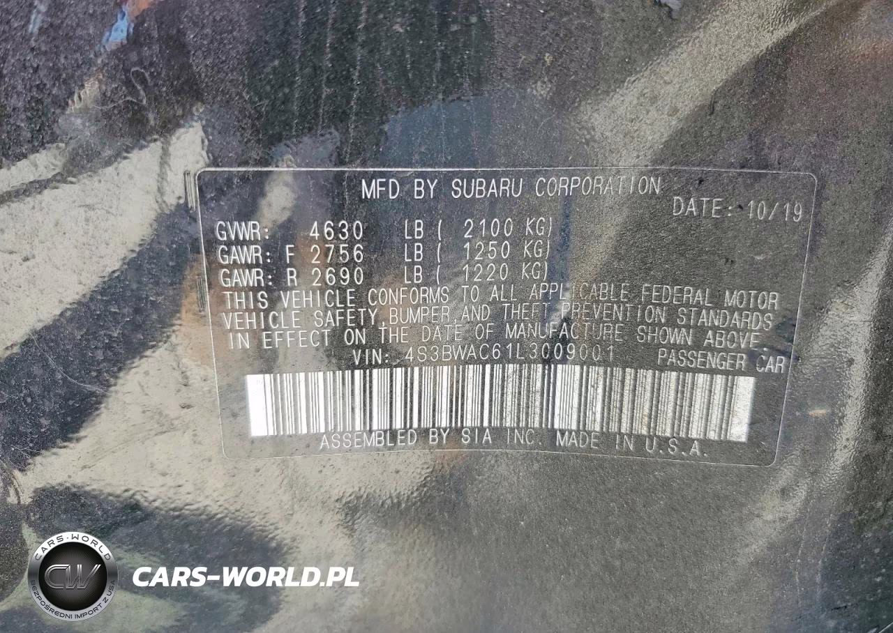 2020 Subaru Legacy Premium VIN:4S3BWAC61L3009001 - 12