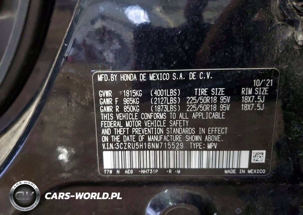 2022 Honda Hr-V Sport VIN:3CZRU5H16NM715529 - 12