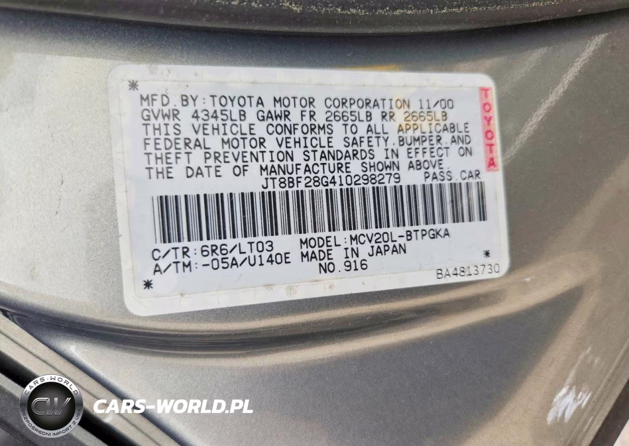 2001 Lexus Es 300 VIN:JT8BF28G410298279 - 13