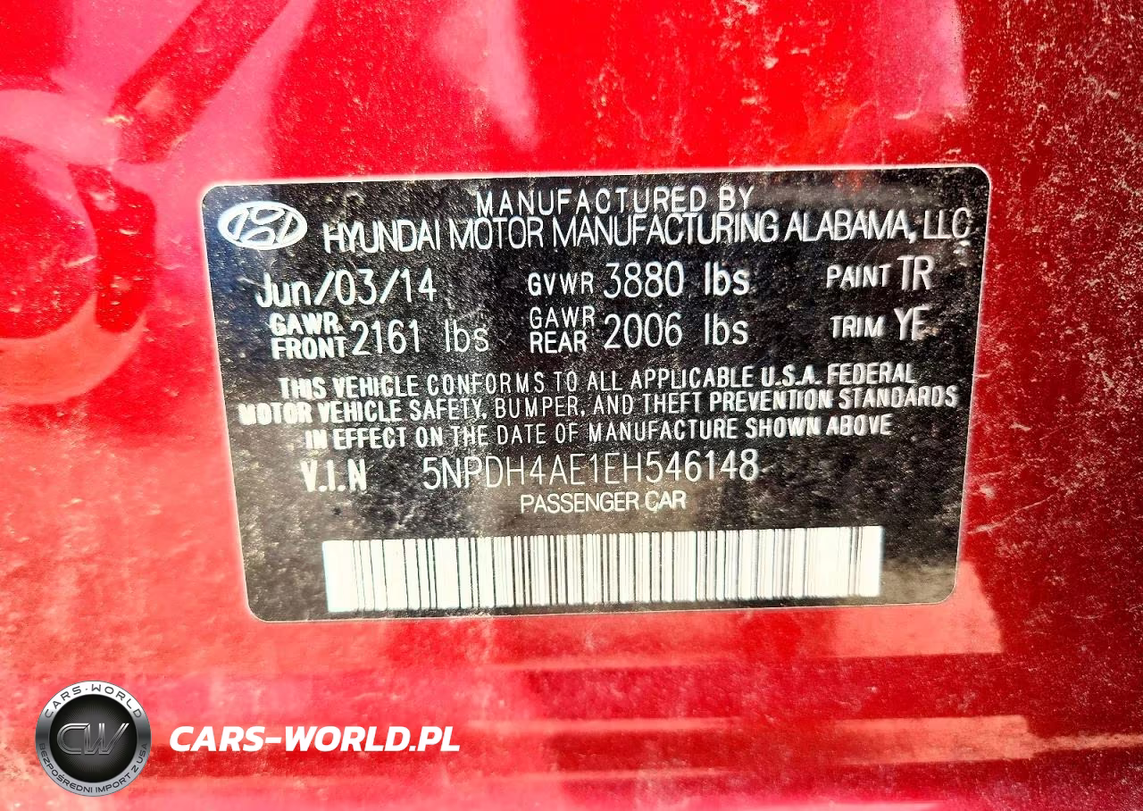 2014 Hyundai Elantra Se VIN:5NPDH4AE1EH546148 - 12