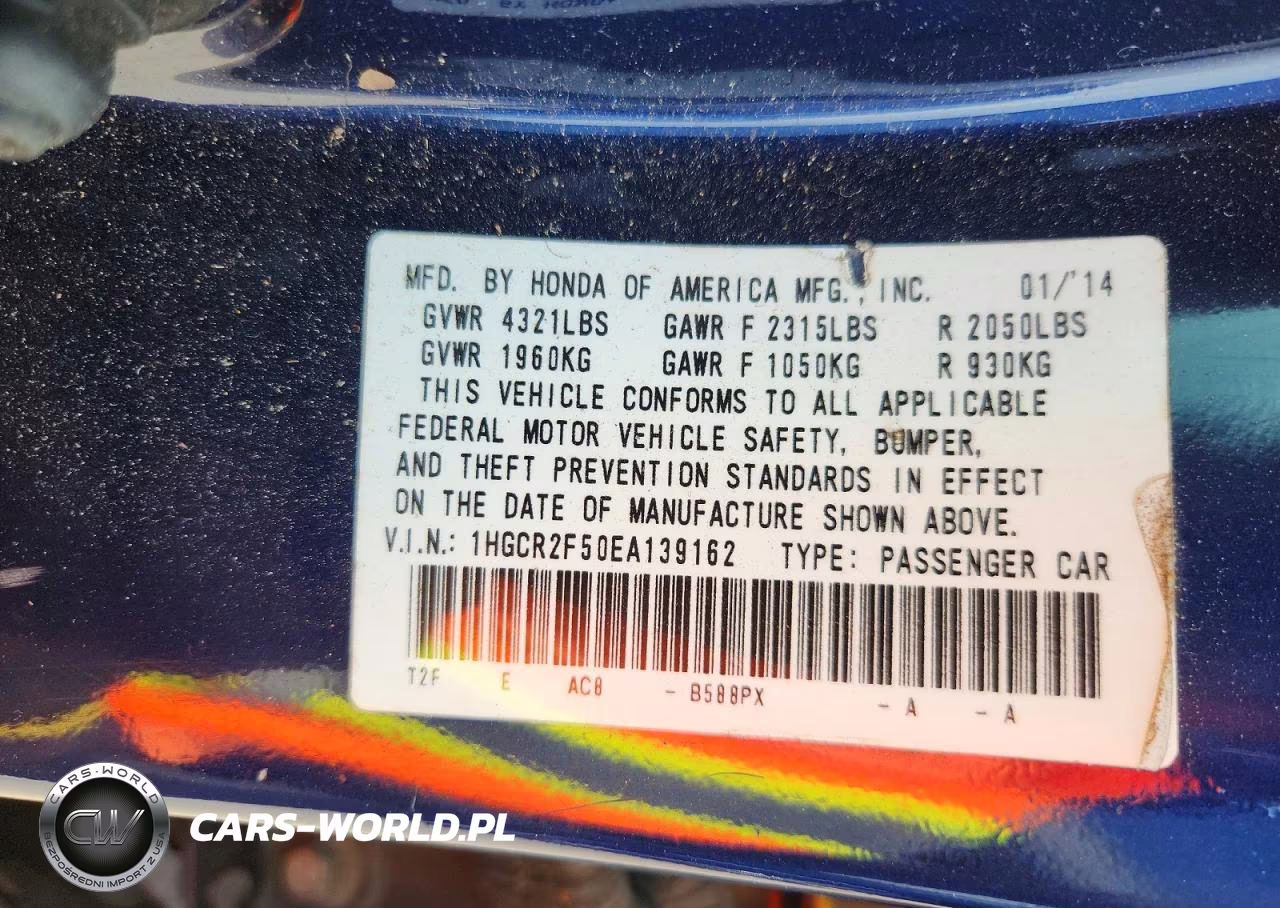 2014 Honda Accord Sport VIN:1HGCR2F50EA139162 - 12