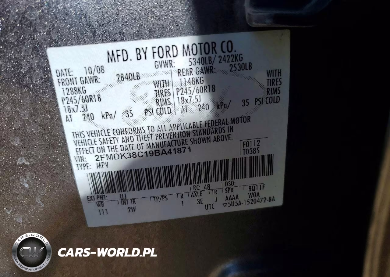 2009 Ford Edge Sel VIN:2FMDK38C19BA41871 - 13