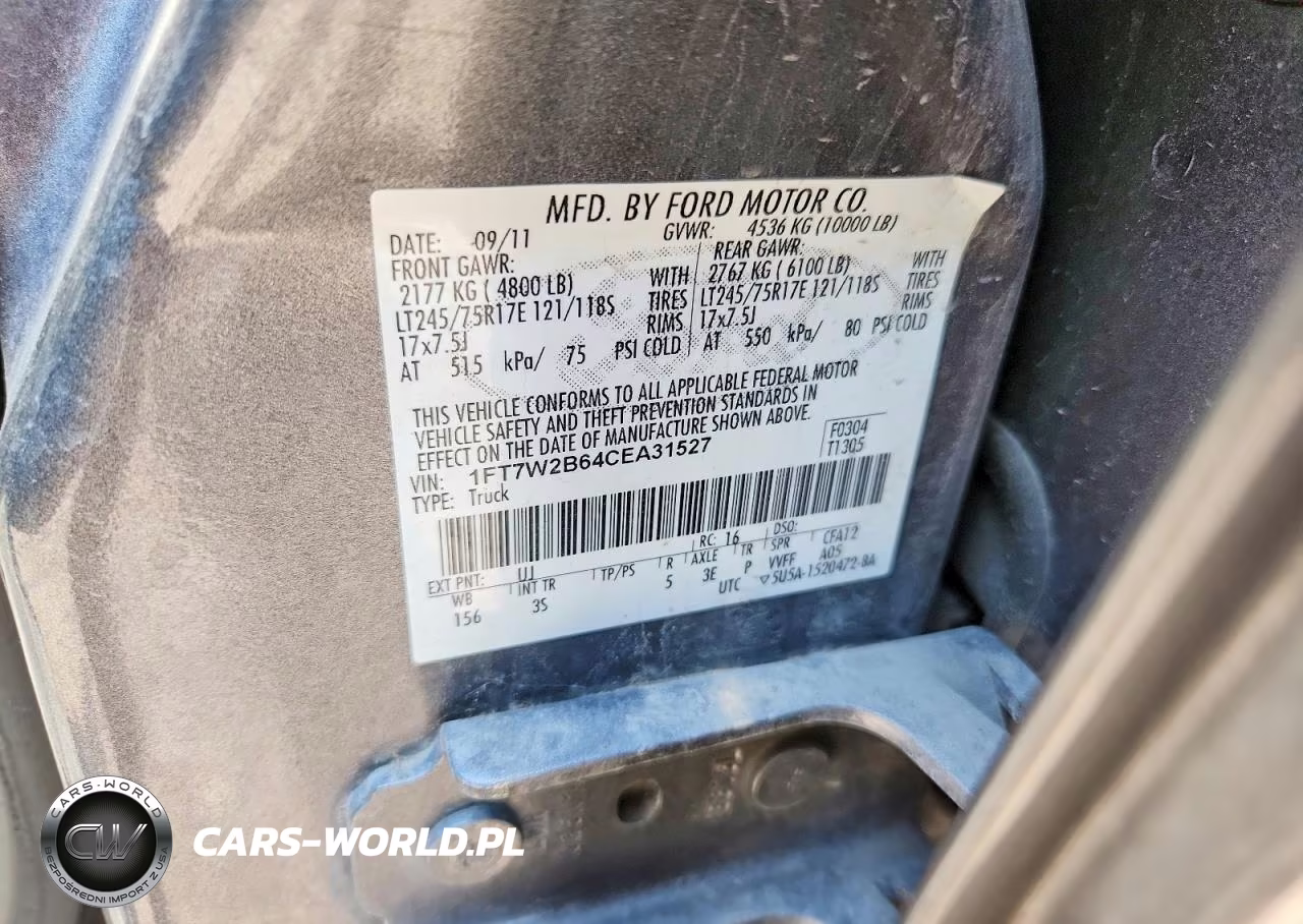 2012 Ford F250 Super Duty VIN:1FT7W2B64CEA31527 - 12