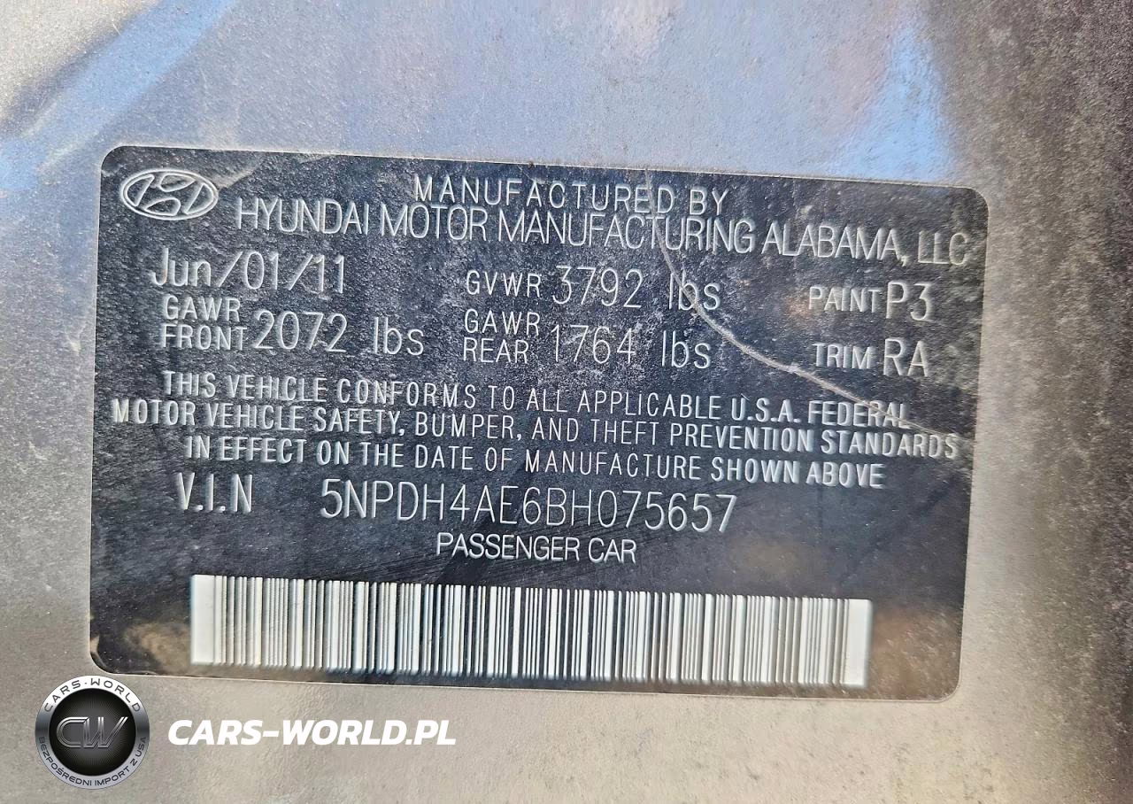 2011 Hyundai Elantra VIN:5NPDH4AE6BH075657 - 12