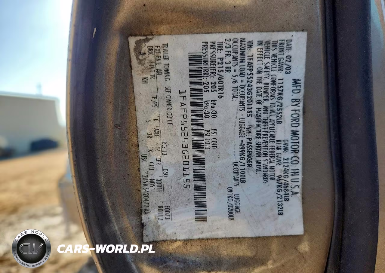 2003 Ford Taurus Ses VIN:1FAFP55243G201155 - 12