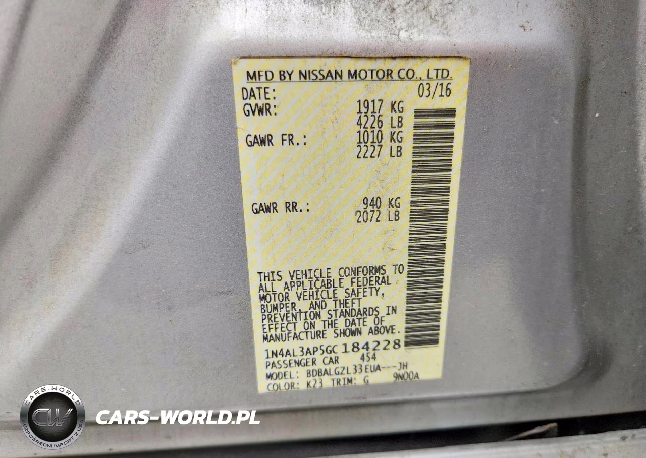 2016 Nissan Altima 2.5 S VIN:1N4AL3AP5GC184228 - 12