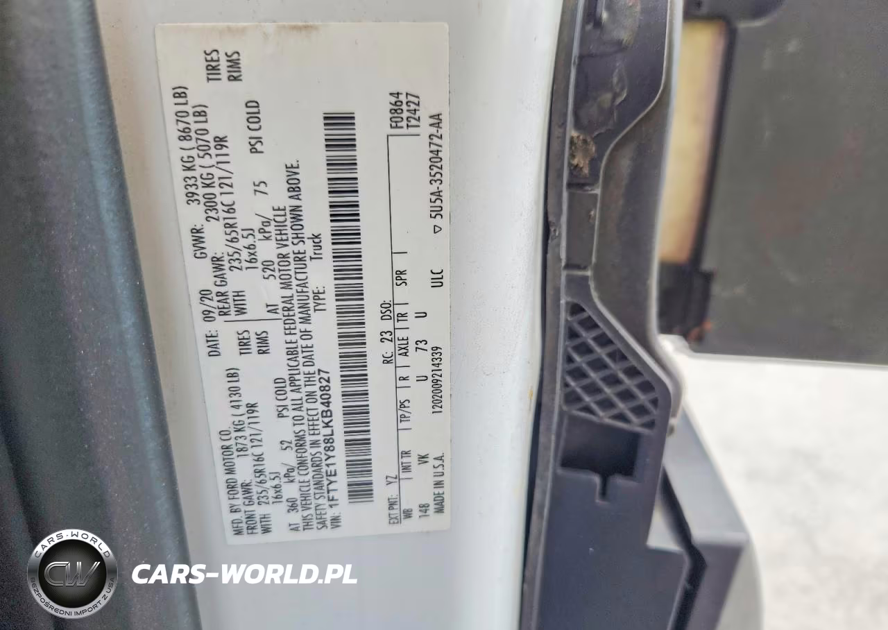 2020 Ford Transit T-150 VIN:1FTYE1Y88LKB40827 - 14