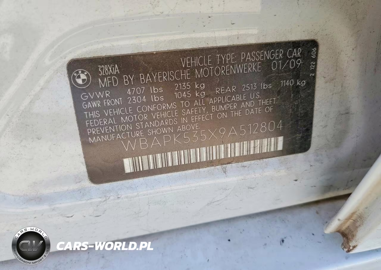 BMW 328 XI SUL VIN:WBAPK535X9A512804 - 12