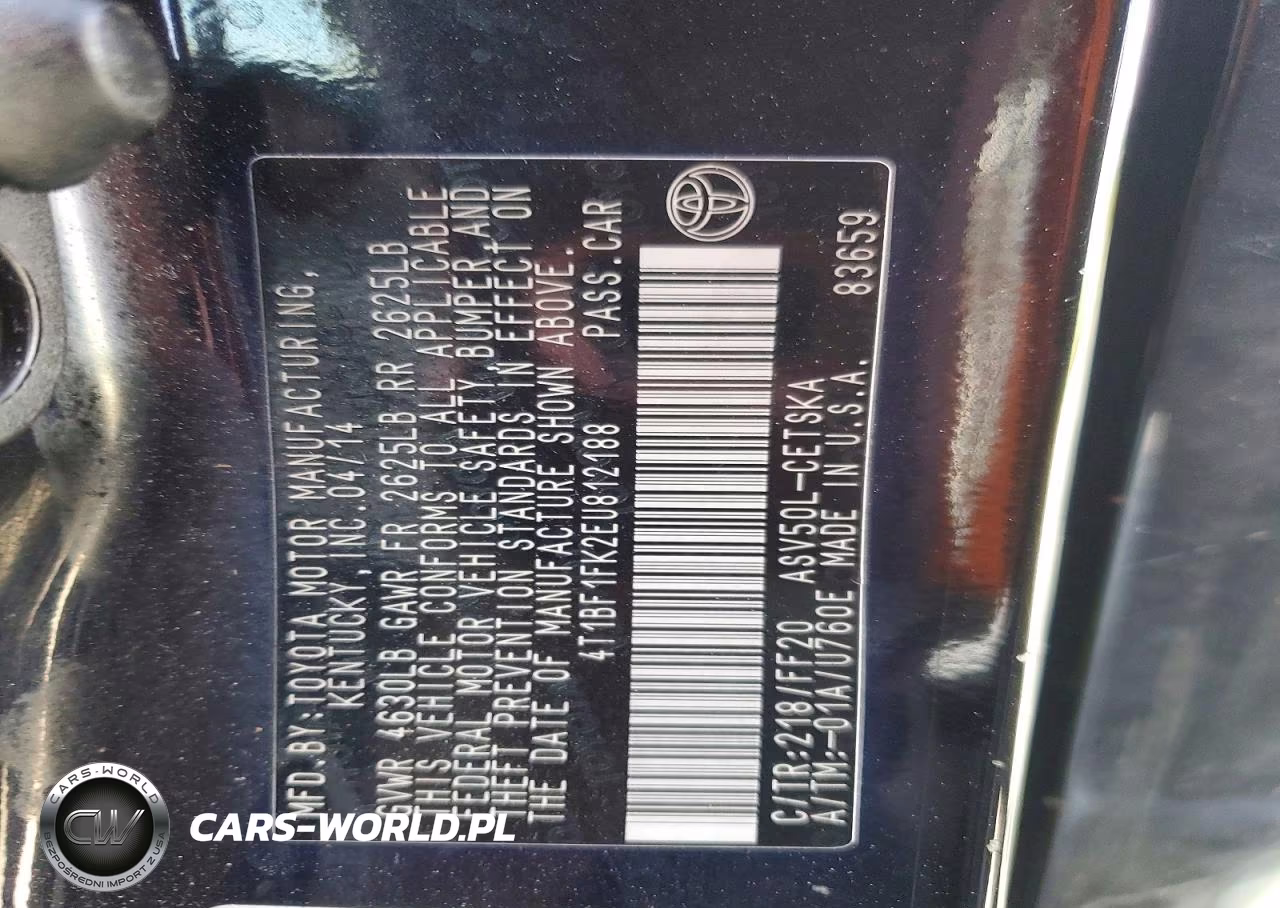 2014 Toyota Camry Se VIN:4T1BF1FK2EU812188 - 12