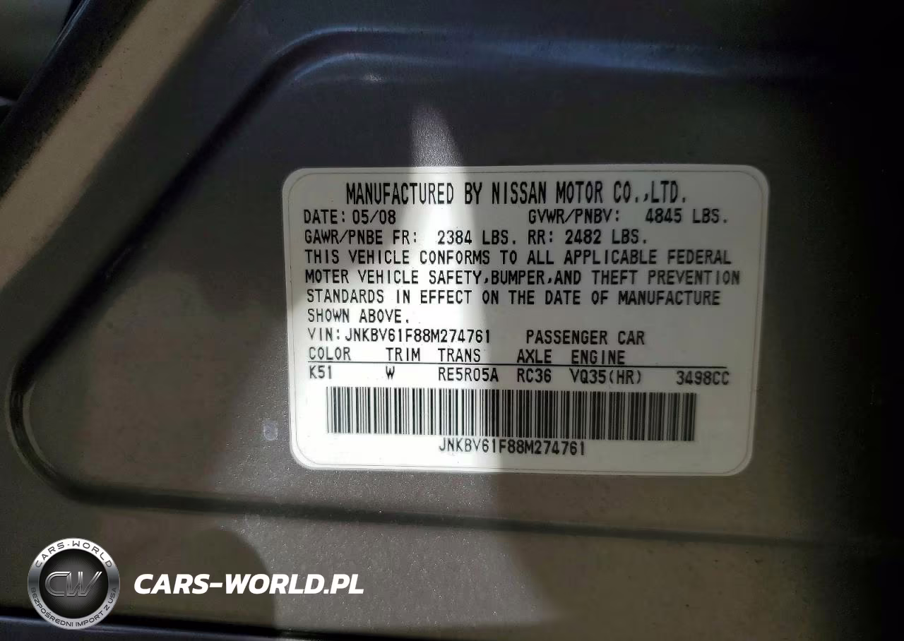 2008 Infiniti G35 X VIN:JNKBV61F88M274761 - 13