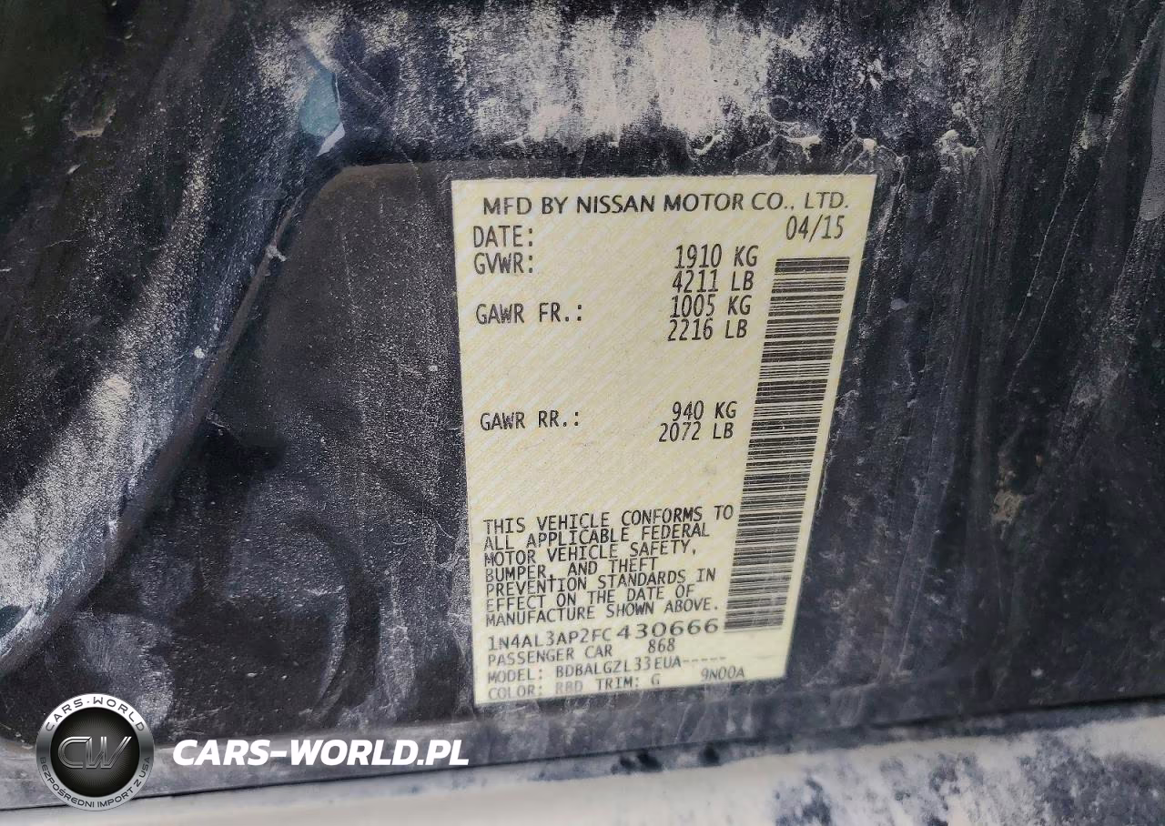 2015 Nissan Altima 2.5 S VIN:1N4AL3AP2FC430666 - 12
