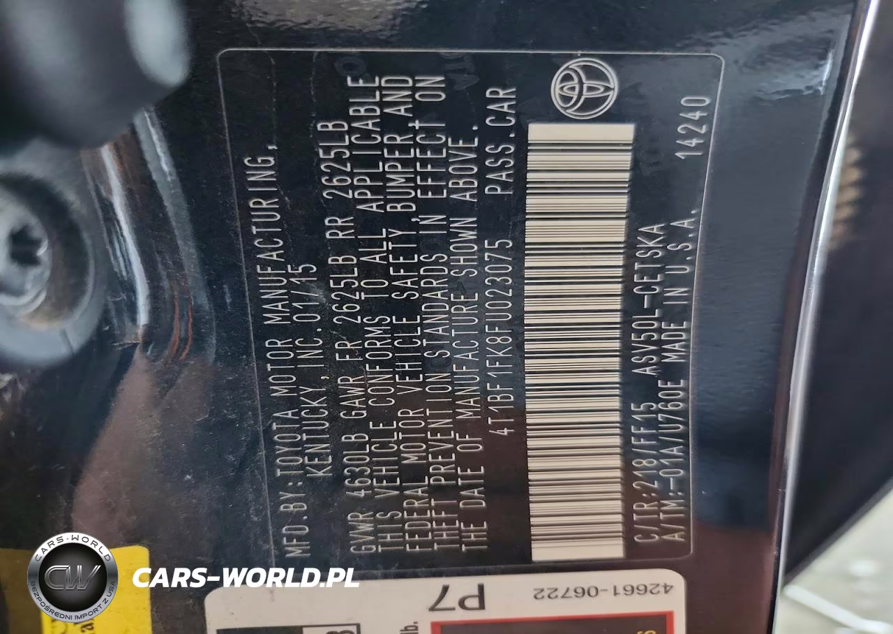 2015 Toyota Camry Se VIN:4T1BF1FK8FU023075 - 12