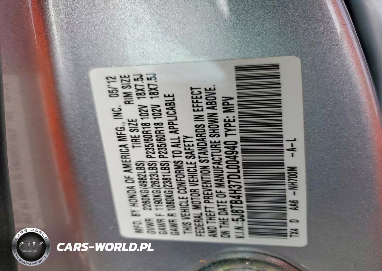 2013 Acura Rdx VIN:5J8TB4H37DL004940 - 13