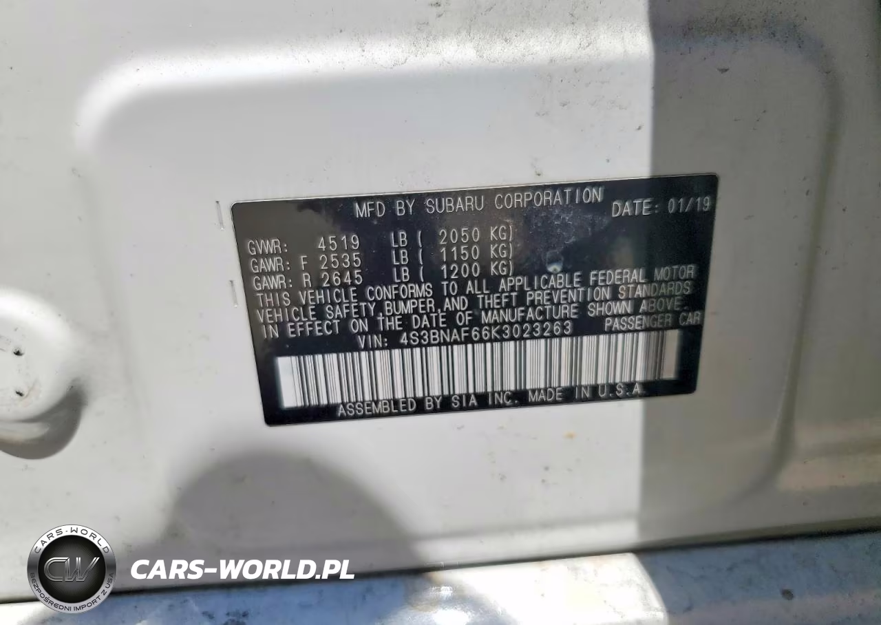 2019 Subaru Legacy 2.5I Premium VIN:4S3BNAF66K3023263 - 12