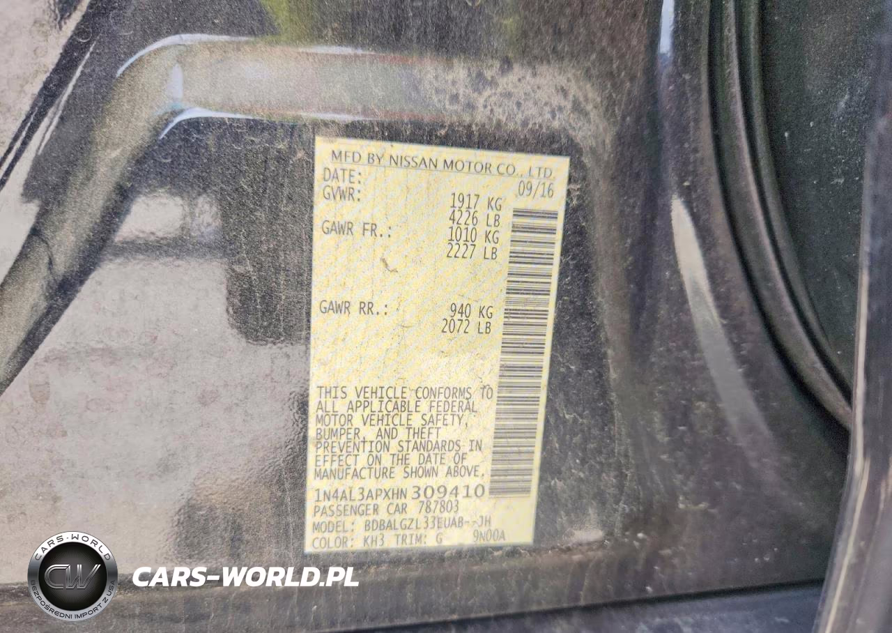 2017 Nissan Altima 2.5 S VIN:1N4AL3APXHN309410 - 13