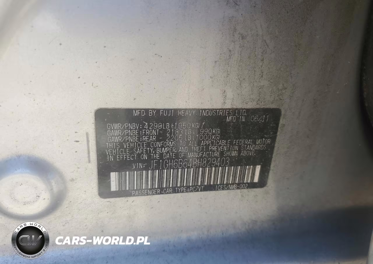 2011 Subaru Impreza 2.5I Premium VIN:JF1GH6B64BH829403 - 13
