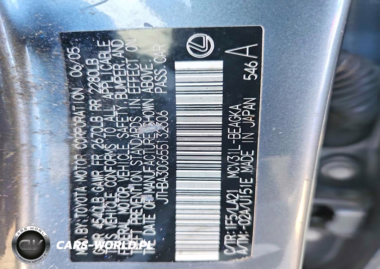 2005 Lexus Es 330 VIN:JTHBA30G655132306 - 12