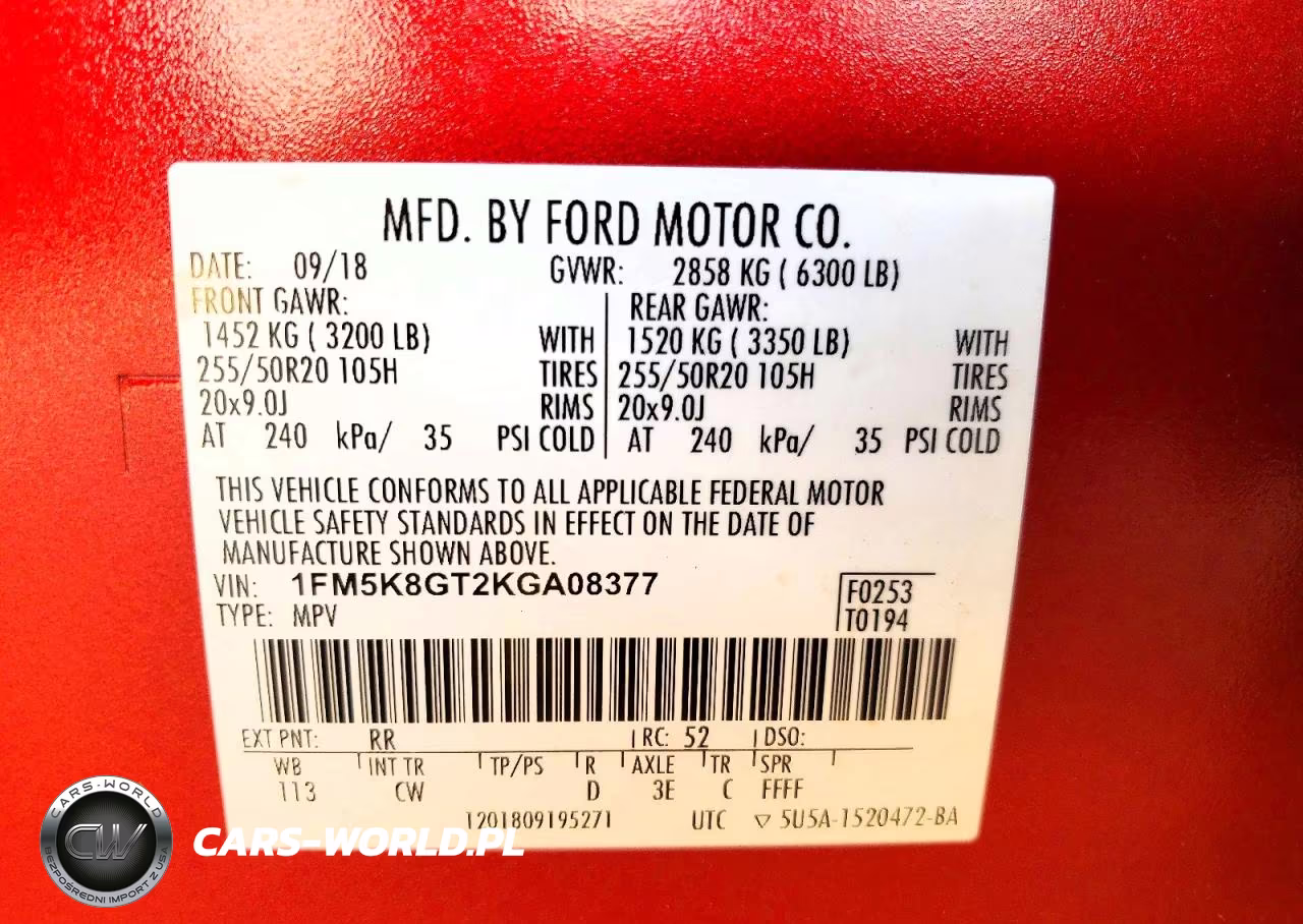 2019 Ford Explorer Sport VIN:1FM5K8GT2KGA08377 - 13